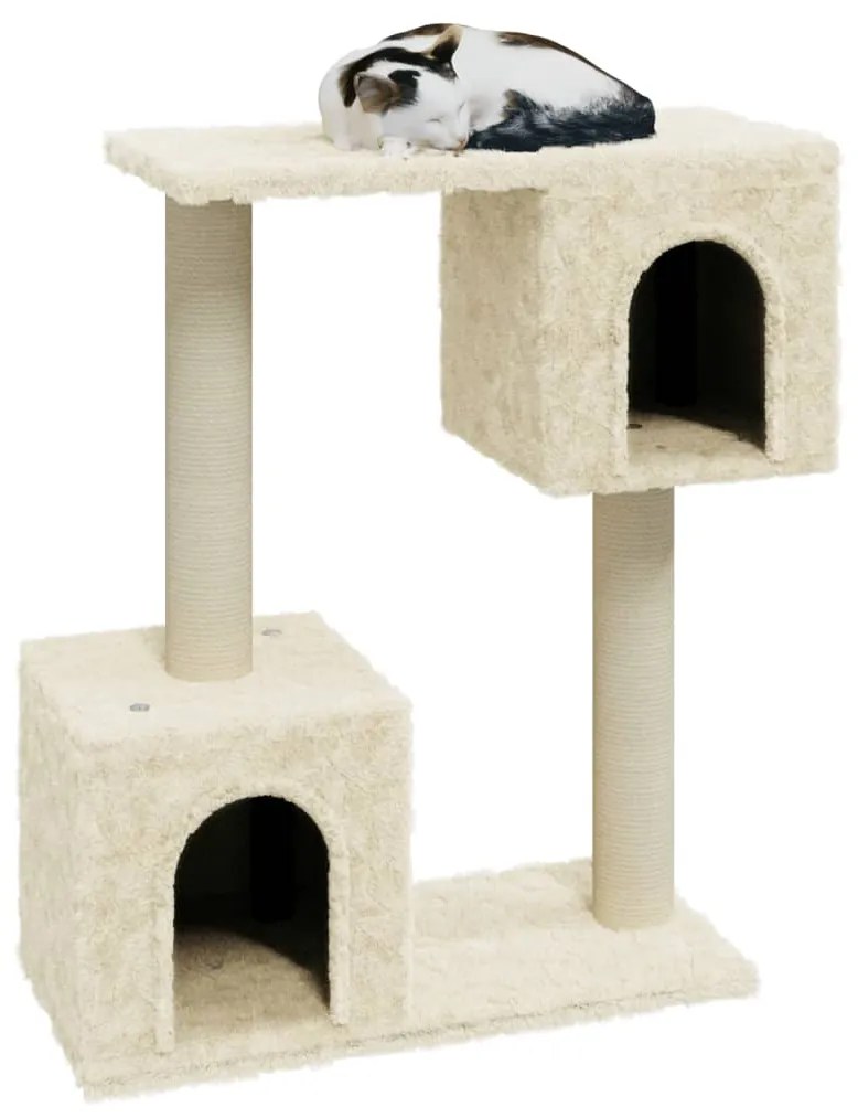 Árvore para gatos c/ postes arranhadores sisal 60 cm cor creme
