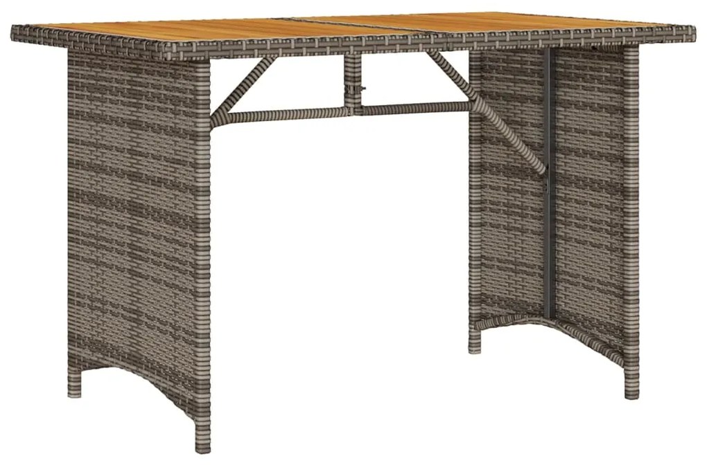 Mesa de jardim com tampo de madeira 110x68x70 cm vime PE cinza