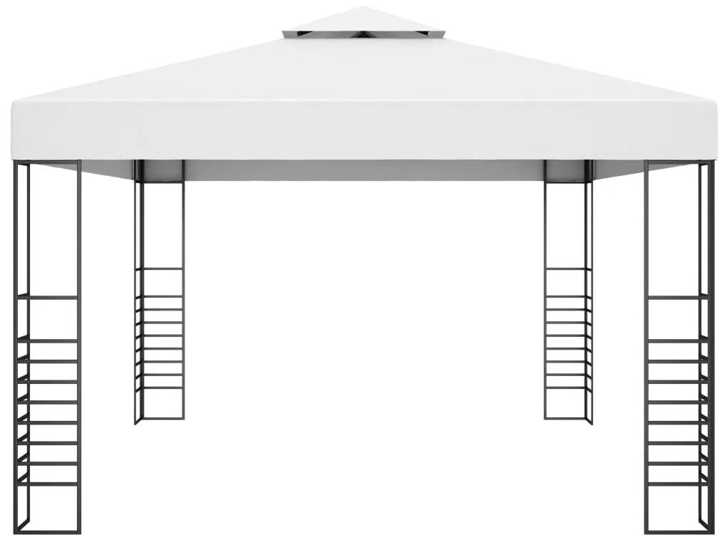 Gazebo de jardim 4x3x2,7 m aço revestido a pó branco