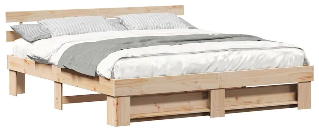 Estrutura da Cama Castanho 200 x 200 cm Madeira de pinho maciça