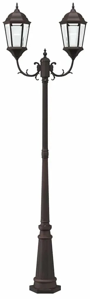 Poste de Luz de Jardim 2-Lâmpada E27 Bronze 235 cm Alumínio