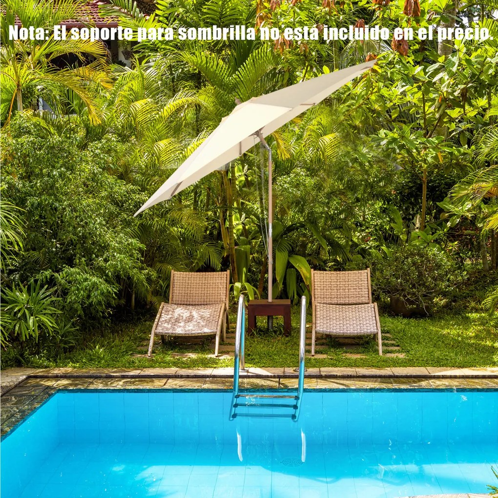 Guarda-sol Jardim 2,7 m com altura ajustável e inclinação de 60° 8 varas para teto de ventilação Pátio Jardim Bege