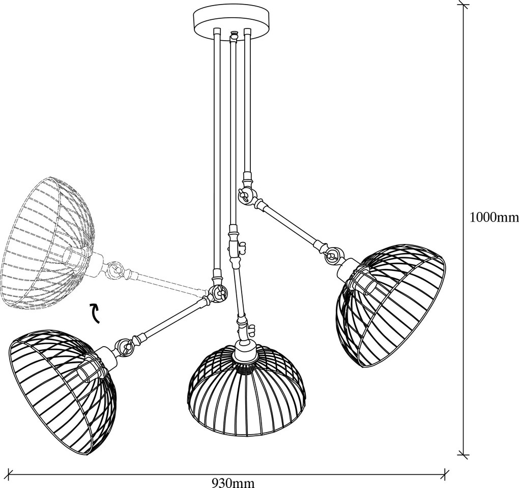 Candeeiro de Teto Beybisi – Vintage – 93 x 93 cm