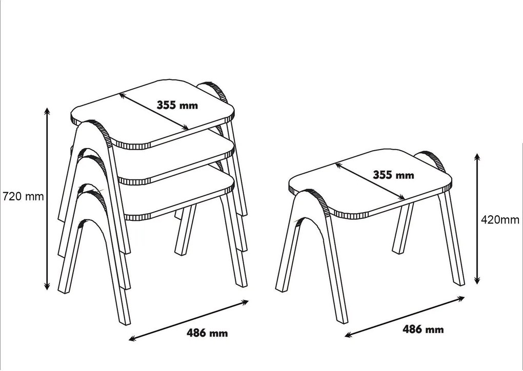 Conjunto de Mesas de Encastrar Paris – Nogueira e Creme – 48,6 cm x 42