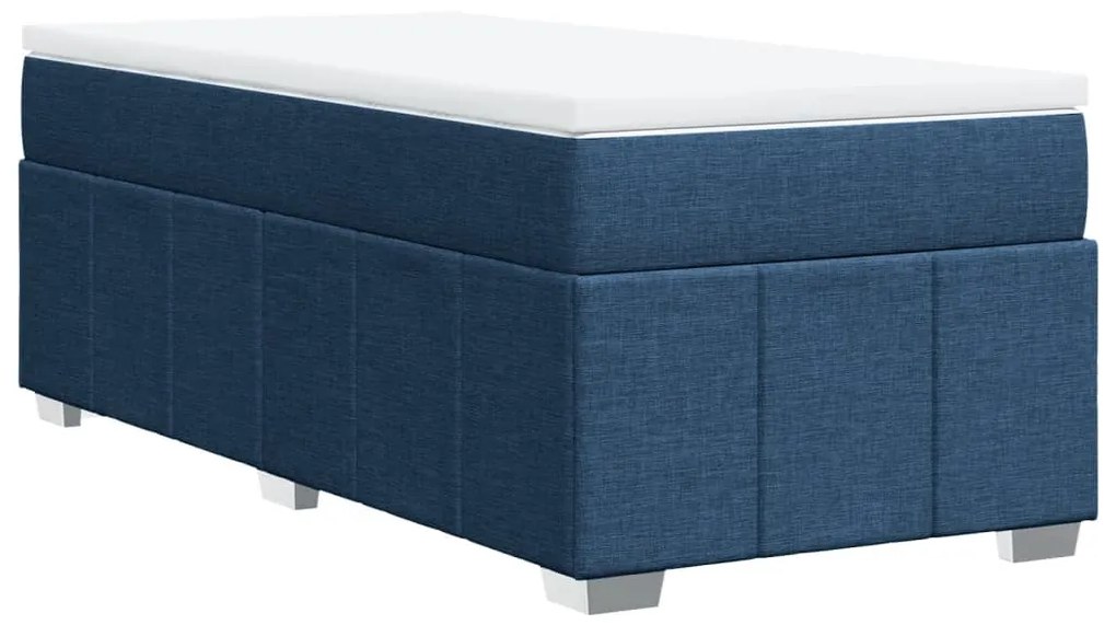 Cama com molas/colchão 90x190 cm tecido azul