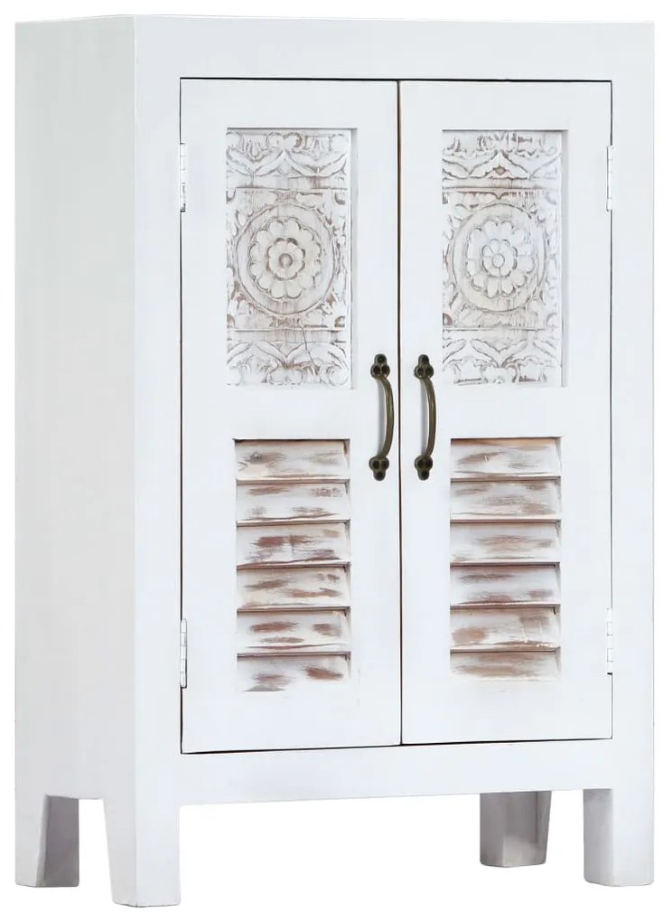 vidaXL Aparador esculpido 60x30x89 cm madeira mangueira maciça branco