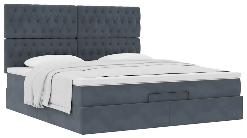 Estrutura cama otomana colchões 160x200 cm cinzento escuro