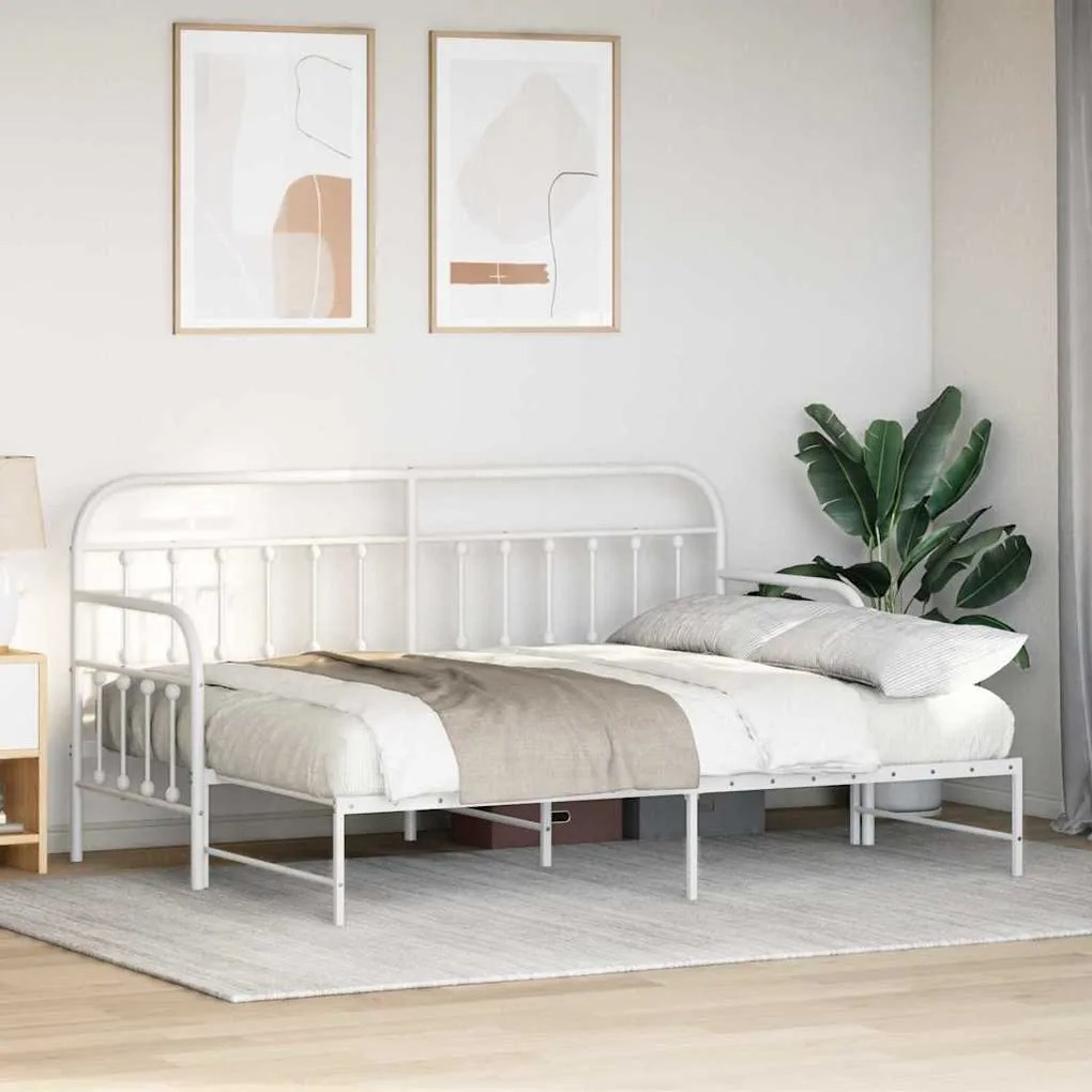 Estrutura de Daybed vidaXL com Cama de Rodízio Branca 75x190 cm Aço