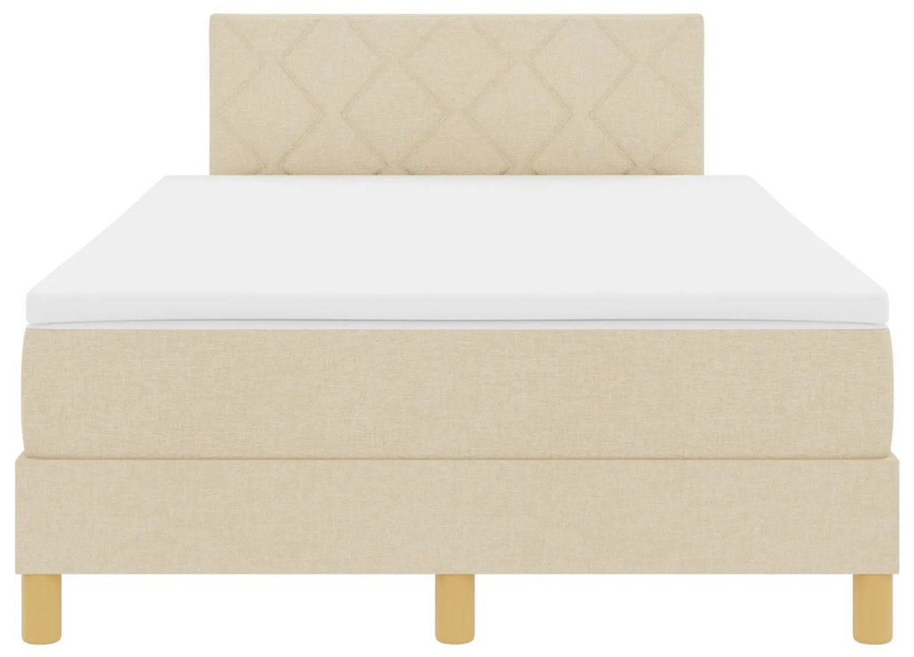 Cama Box com Molas com Colchão Creme 120x200 cm Tecido
