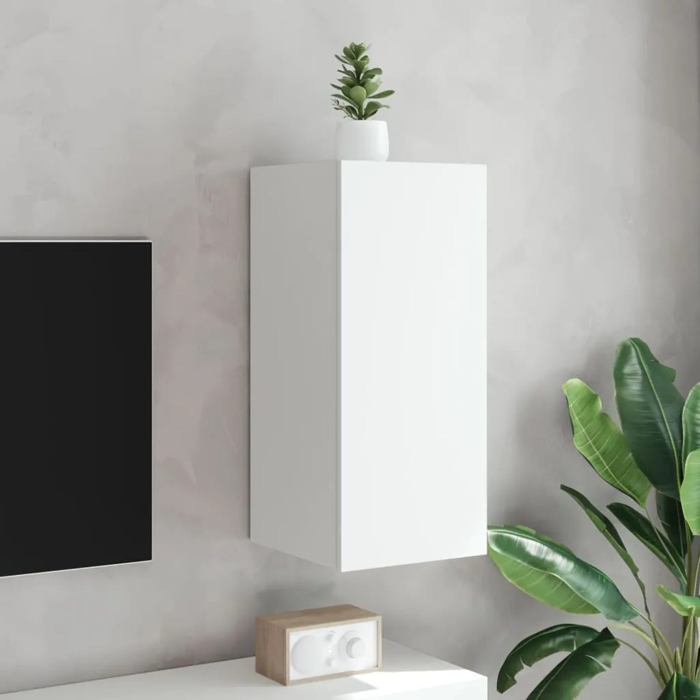 Móvel de parede para TV com luzes LED 30,5x35x70 cm branco