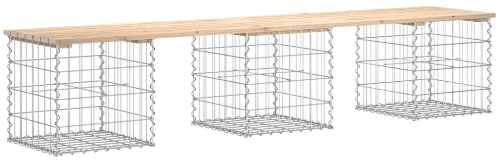 Banco de jardim c/ design gabião 203x44x42 cm pinho maciço