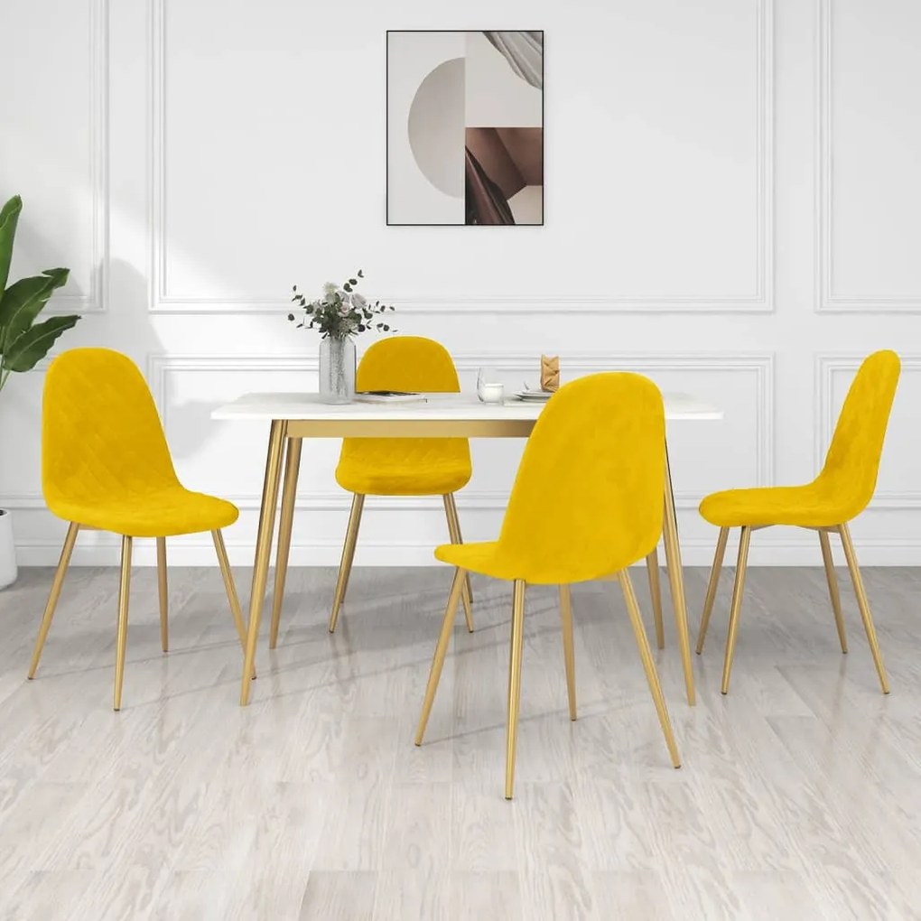 vidaXL Cadeiras de jantar 4 pcs veludo amarelo mostarda