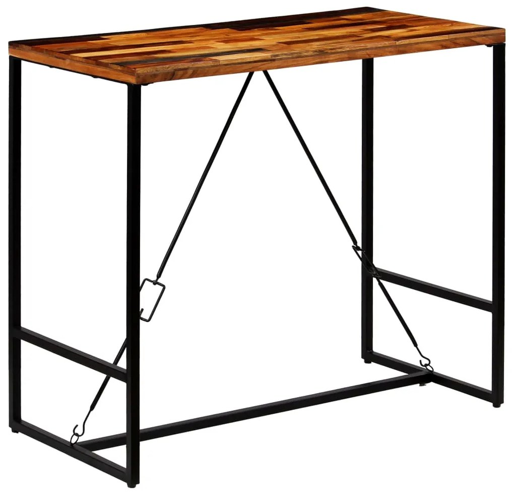Mesa de bar em madeira recuperada maciça 120x60x106 cm