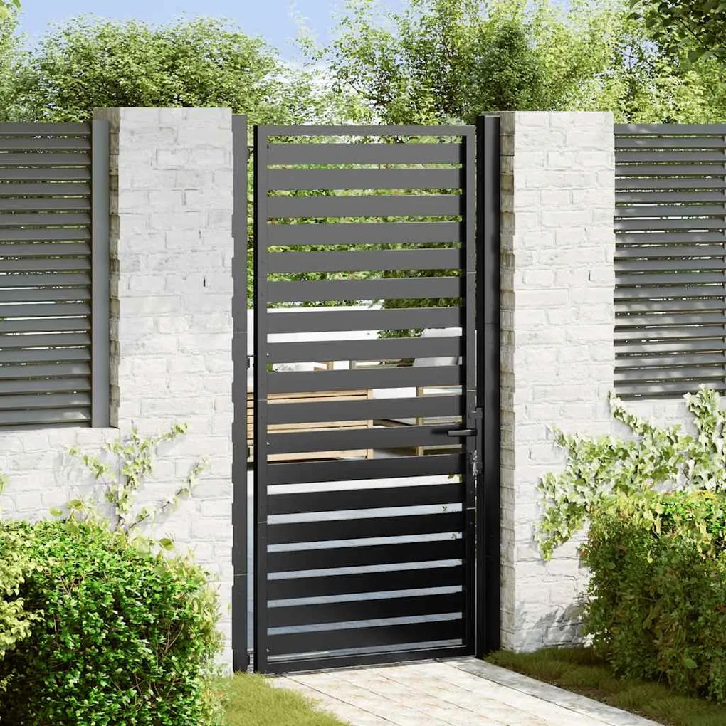 vidaXL Portão de jardim com fechadura Preto 100x180 cm Alumínio