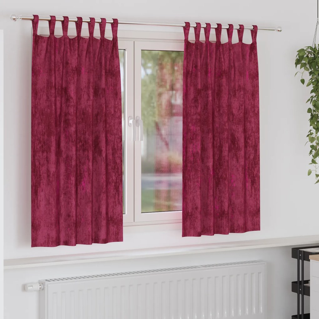 vidaXL Cortinas de Veludo 2 pcs com Abas Vermelho Vinho 175x140 cm