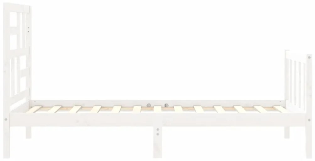 Estrutura de cama com cabeceira 100x200cm madeira maciça branco