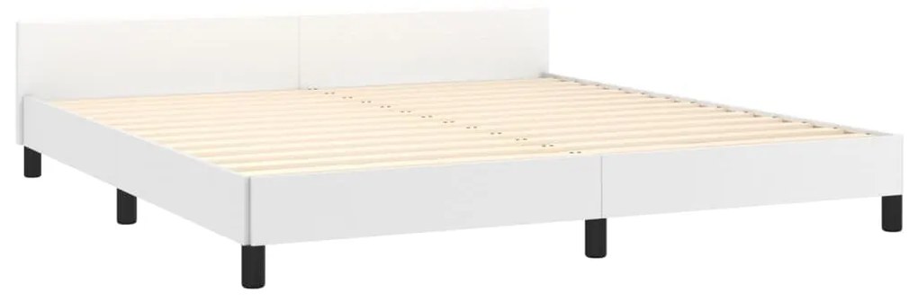 Estrutura cama c/ cabeceira 160x200 cm couro artificial branco