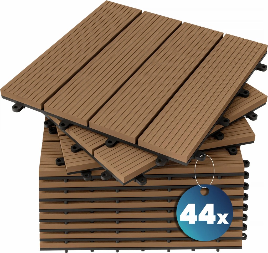 Conjunto de 44 unidades Ladrilhos compostos para terraços, 30 x 30 cm terracota