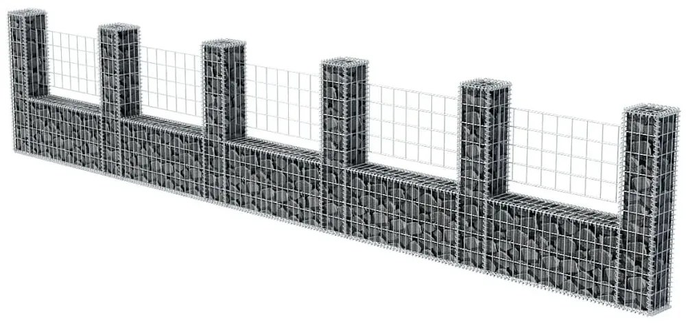 Cesto gabião em forma de U aço galvanizado 570x20x100 cm