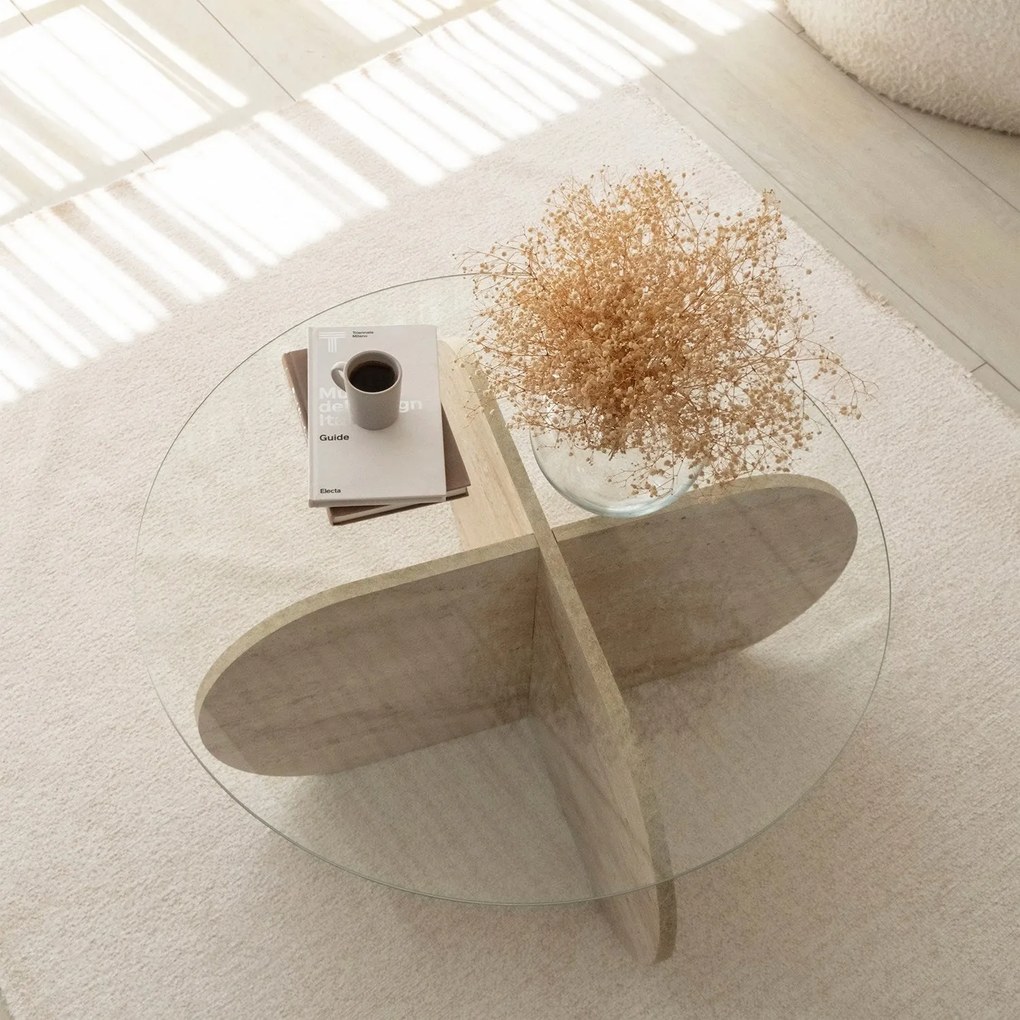 Mesa de Centro Bubble – Travertino – Diâmetro 75 cm, Altura 35 cm
