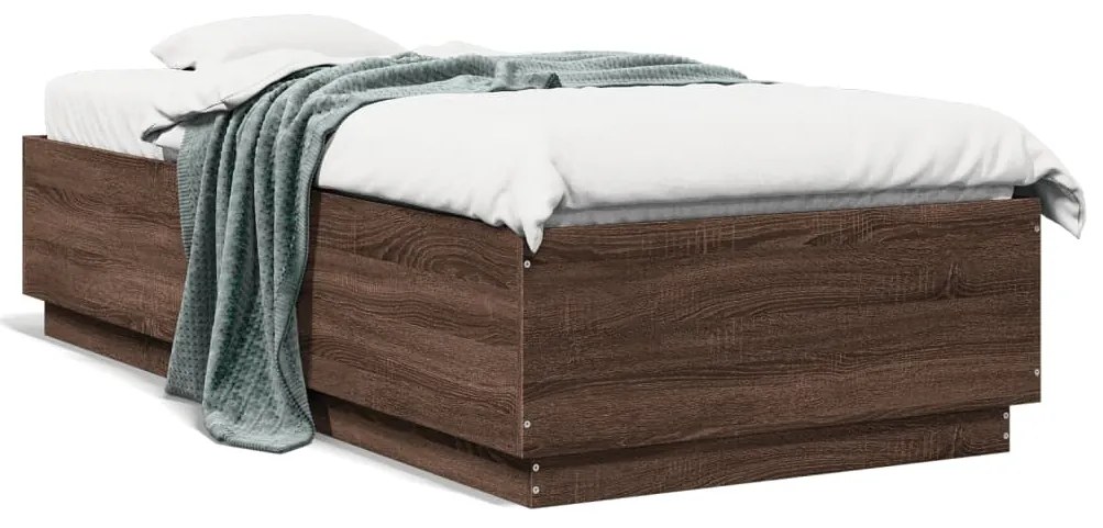 vidaXL Estrutura cama 100x200cm derivados de madeira carvalho castanho