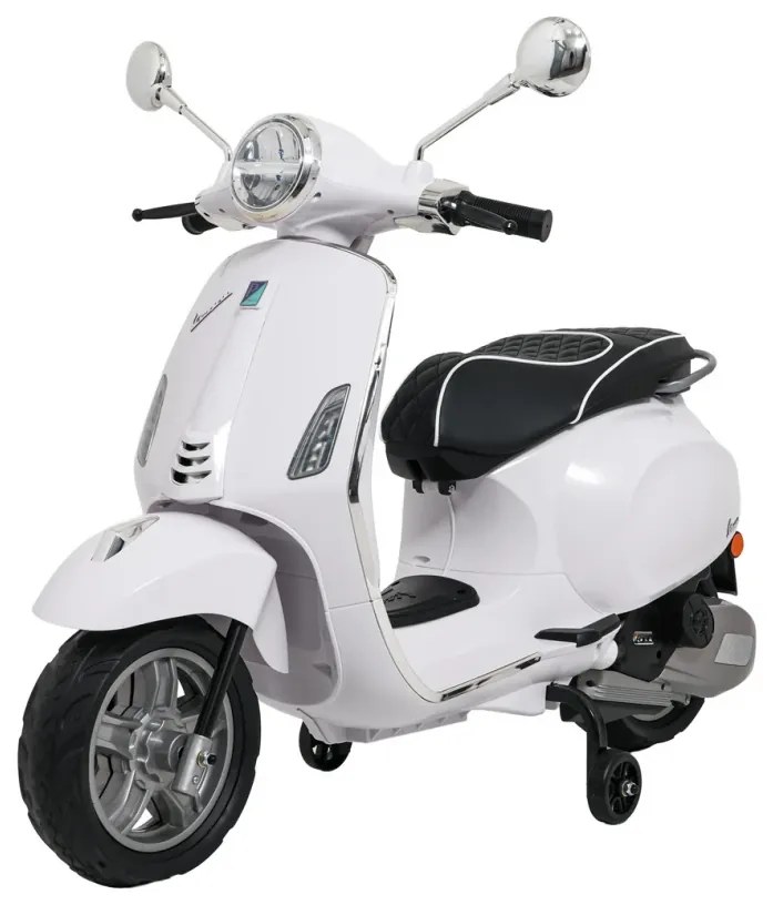 Vespa eletrica para crianças 12V ROMA, Rodas Espuma EVA, assento couro ecológico Branca