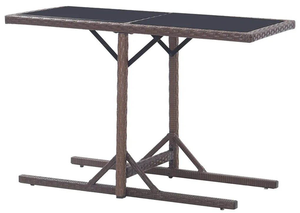 Mesa de jardim 110x53x72 cm vidro e vime PE castanho