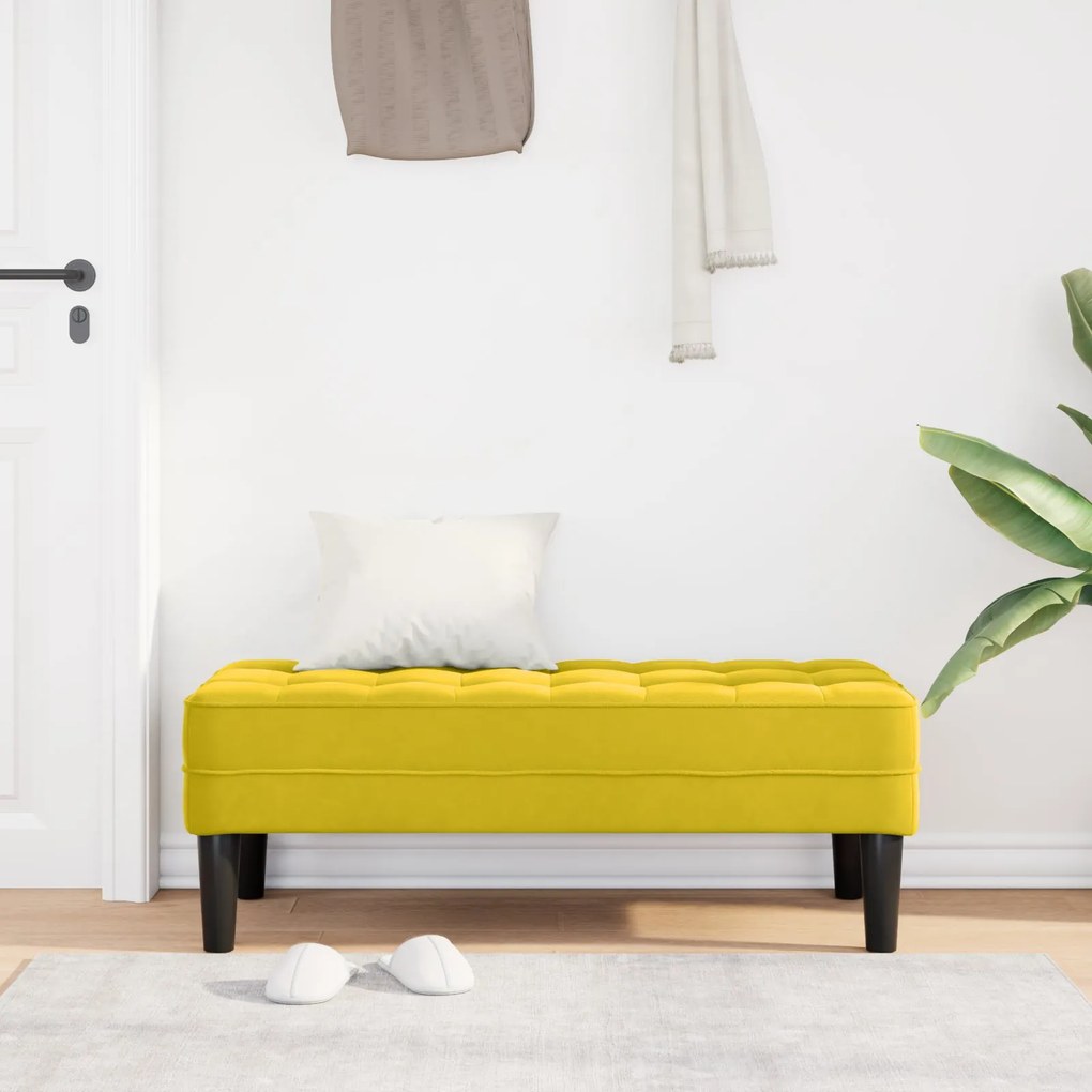 Banco Amarelo 113x57x39 cm de Veludo