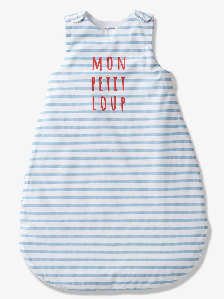 Saco de bebé, especial verão, tema Mon Petit Loup azul claro as riscas