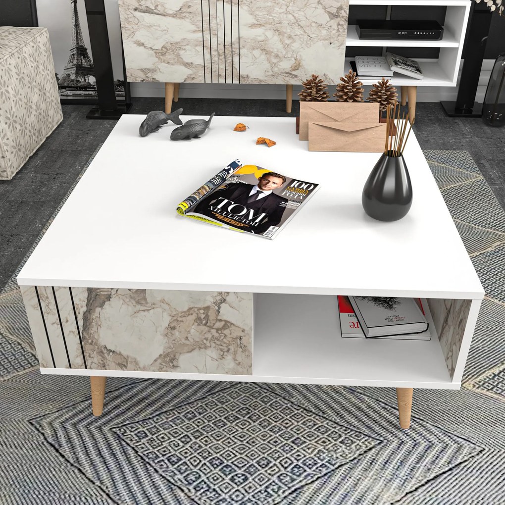 Mesa de Centro Ronas – Branco – 89,6 cm x 89,6 cm x 46,5 cm