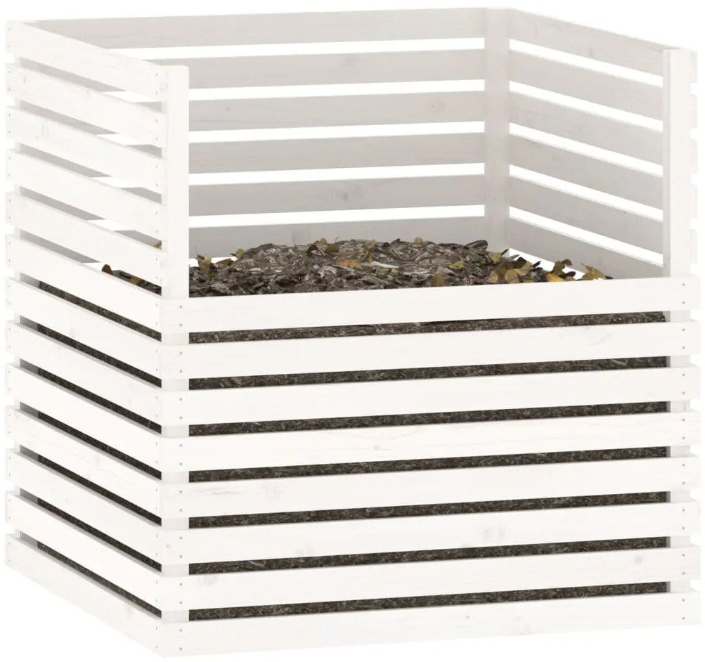 Caixa de compostagem 100x100x102 cm pinho maciço branco