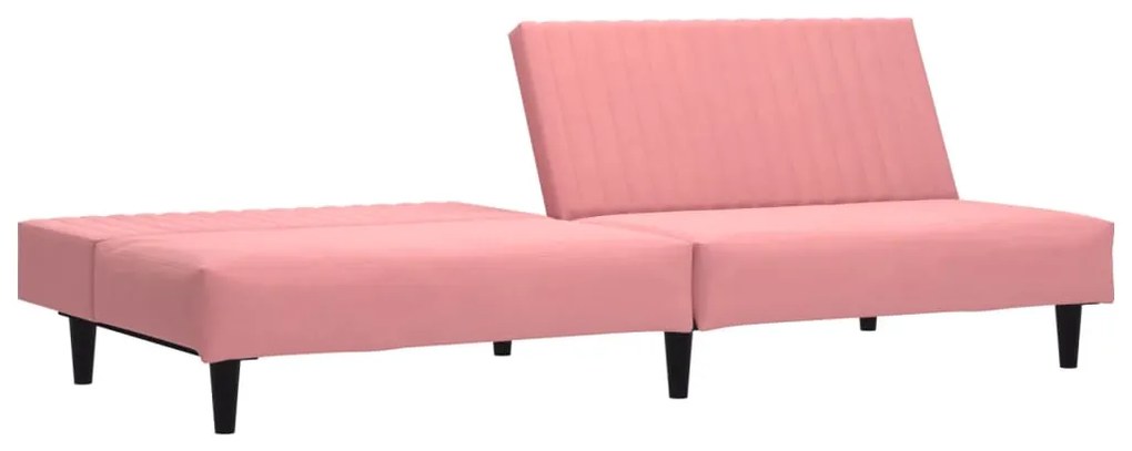 Sofá-cama de 2 lugares veludo rosa
