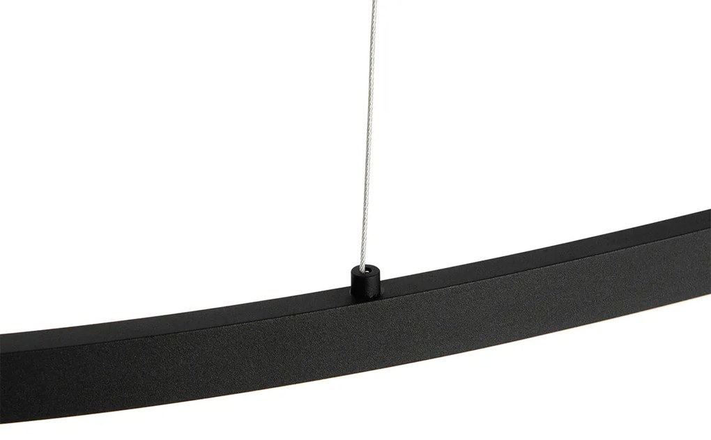 Candeeiro suspenso design preto oval incluindo LED regulável em 3 etapas - Ovallo Design