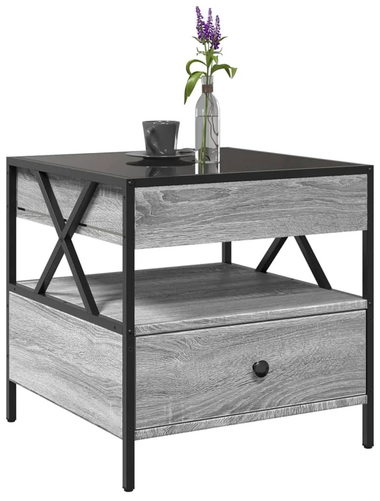 Mesa de centro luzes LED Infinity 50x50x51 cm cinzento sonoma