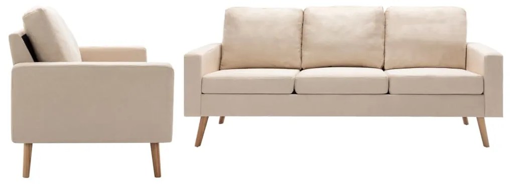 vidaXL 2 pcs conjunto de sofás tecido cor creme