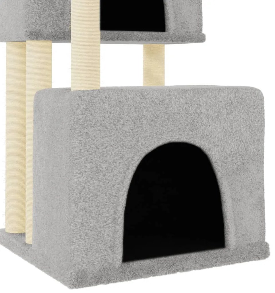 Árvore p/ gatos c/ postes arranhadores sisal 122 cm cinza-claro