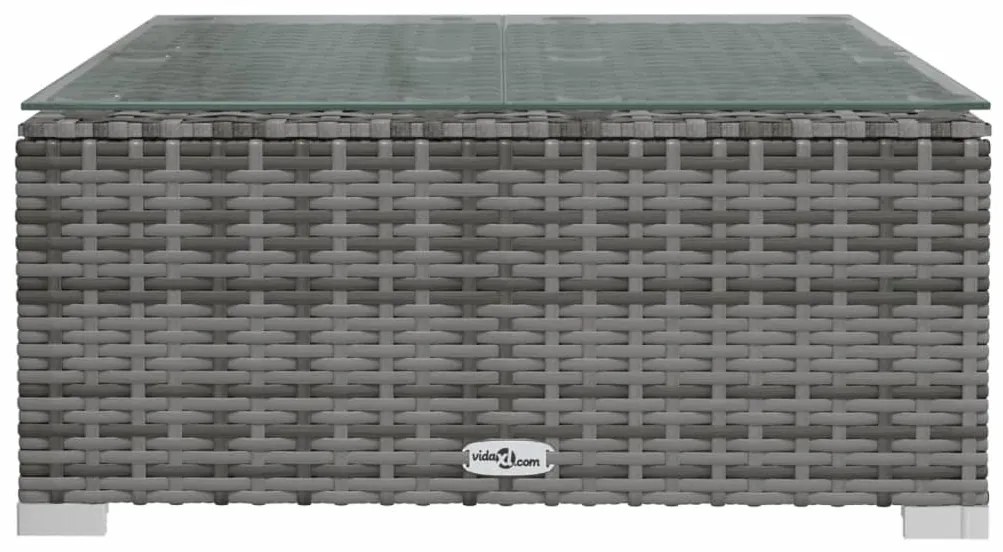 3 pcs conjunto lounge de jardim c/ almofadões vime PE cinzento