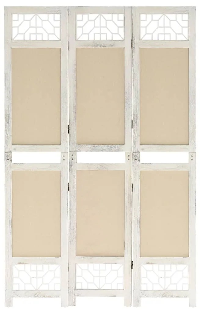 vidaXL Biombo com 3 painéis 105x165 cm tecido cor creme