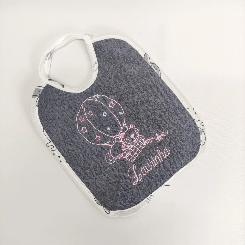 Babete Felpo Preto Balão Personalizável