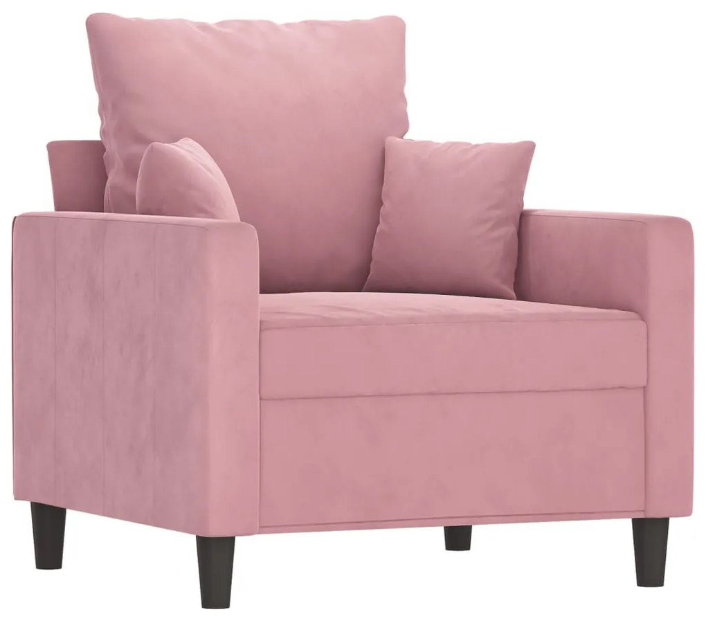4 pcs conjunto de sofás com almofadões veludo rosa