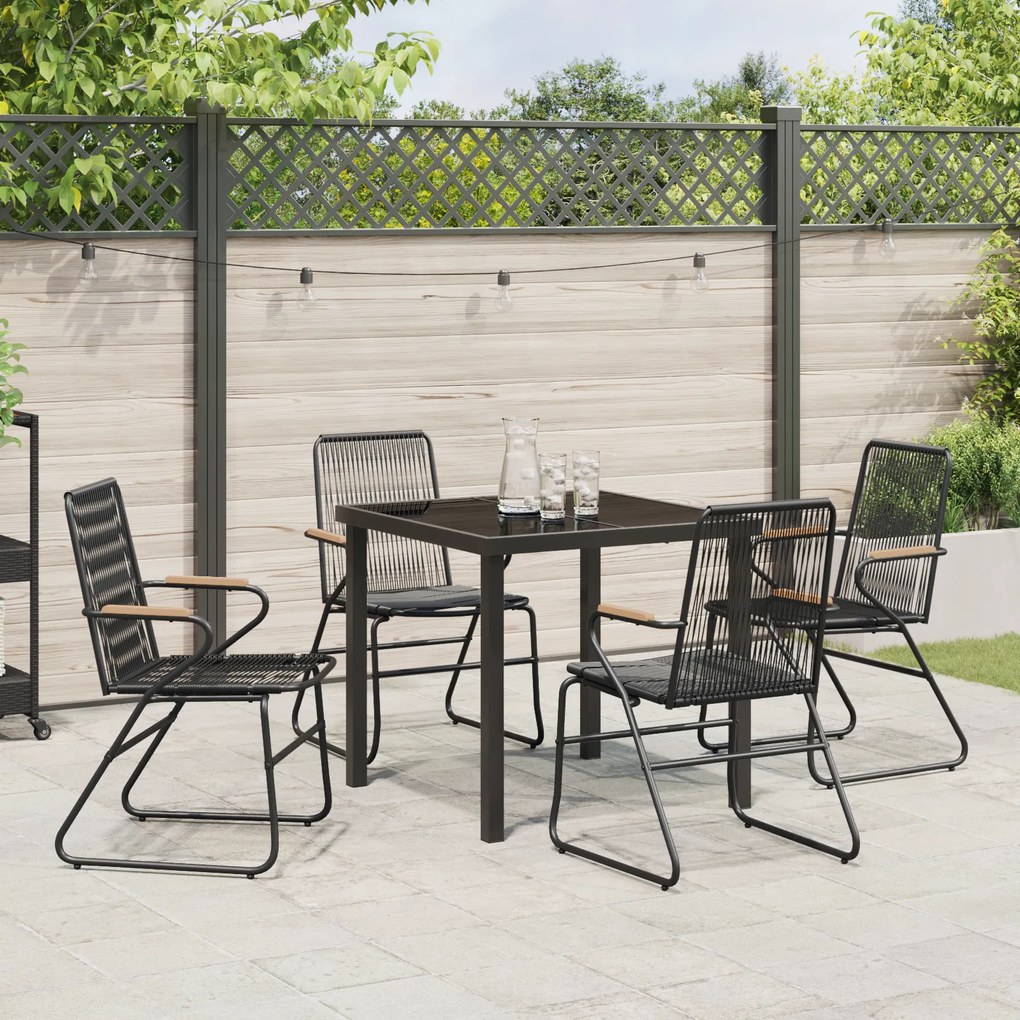 Conjunto de Jantar 5 Peças Jardim Preto Rattan PVC