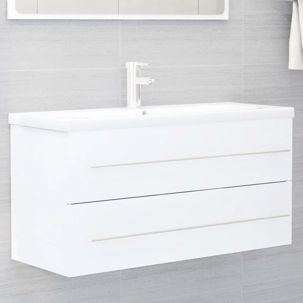 Armário de lavatório 100x38,5x48 cm derivados de madeira branco