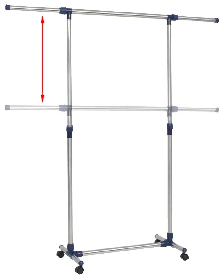 Suporte roupas ajustável aço inoxidável 165x44x150 cm prateado