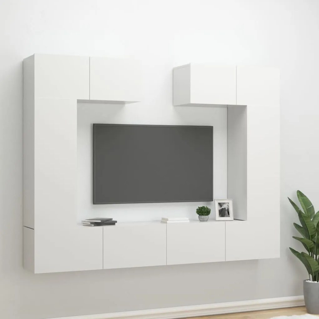 vidaXL 6 pcs conjunto móveis de TV madeira processada branco brilhante