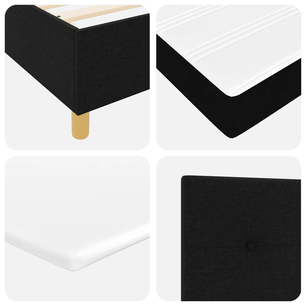 Cama Box Spring com Colchão Preta 140x200 cm Tecido