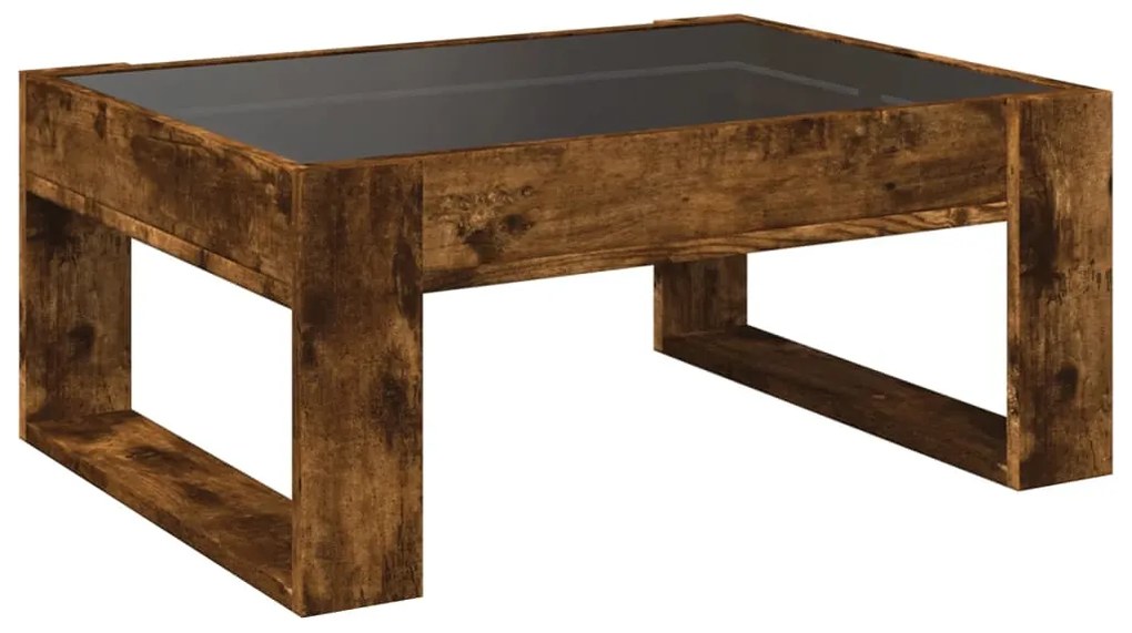 Mesa de centro luzes LED Infinity 70x53x30 cm carvalho fumado