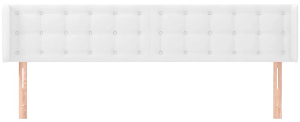 Cabeceira cama c/ abas couro artificial 163x16x78/88 cm branco