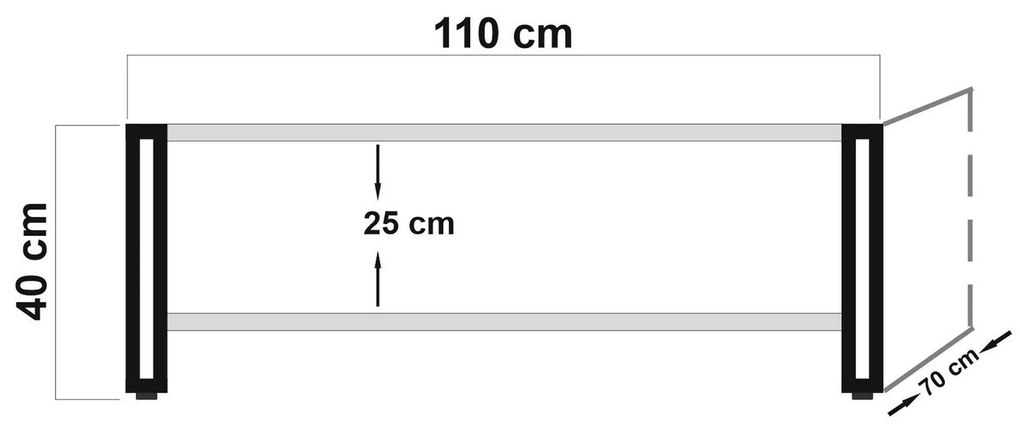 Mesa de Centro Cosmo – Pinho Atlântico Preto – 110x40x70 cm