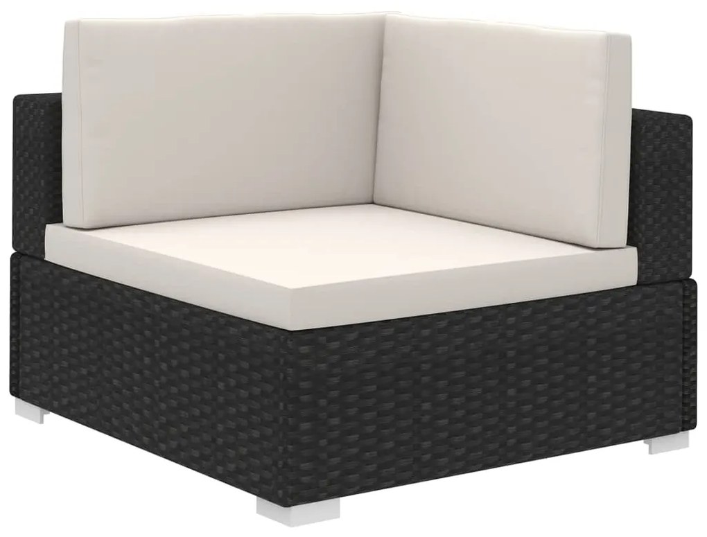 6 pcs conjunto lounge de jardim c/ almofadões vime PE preto