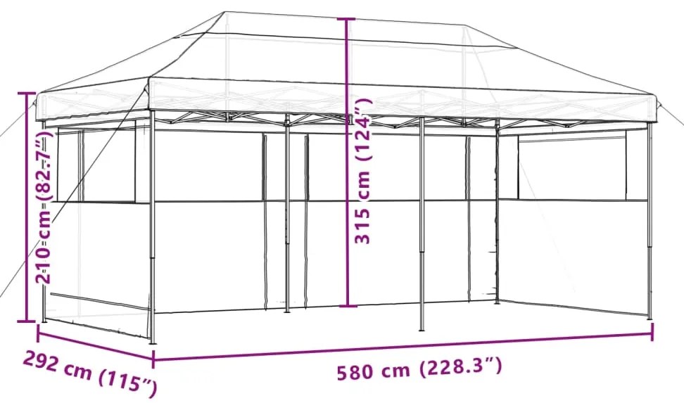 Tenda para festas pop-up dobrável com 3 paredes laterais bege
